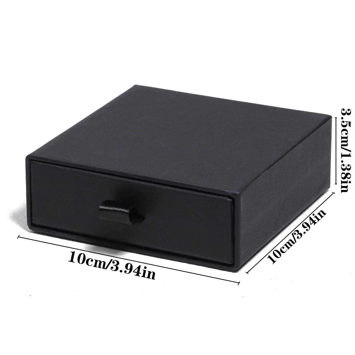 Black Paper Sliding Drawer Jewelry Display Box Necklace Rings Earing Bracelet Storage Packaging Stand With Ribbon Rope Sponge