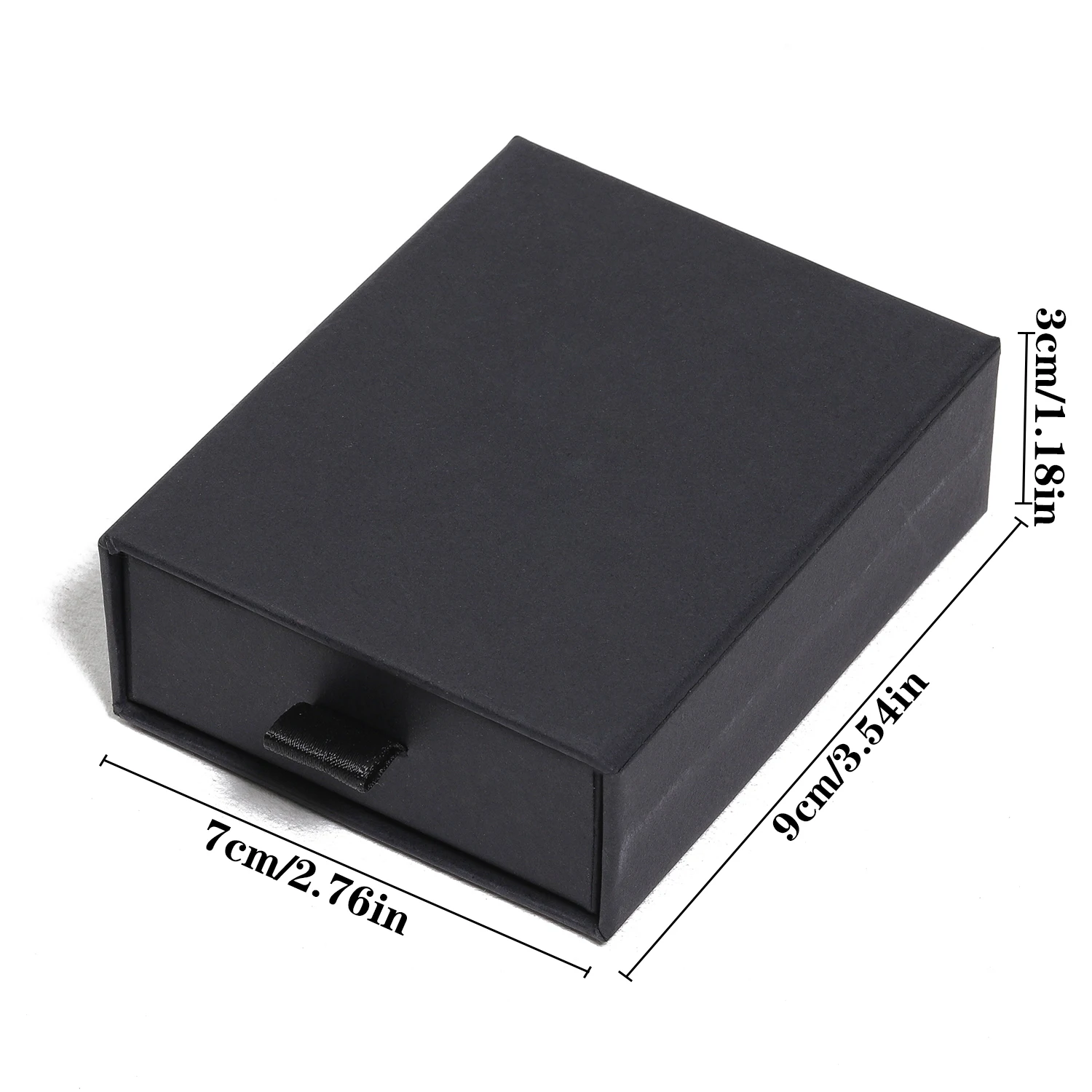 Black Paper Sliding Drawer Jewelry Display Box Necklace Rings Earing Bracelet Storage Packaging Stand With Ribbon Rope Sponge