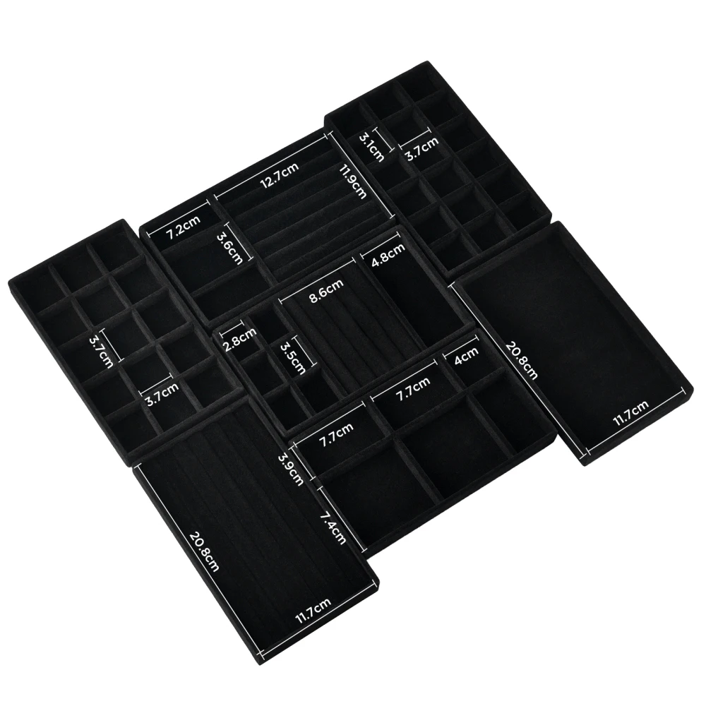 Black/Dark Green Flannel Jewelry Storage Box Household Drawer Earring Necklace Ring Tray Head Rope Ear Clip Display Storage Tray