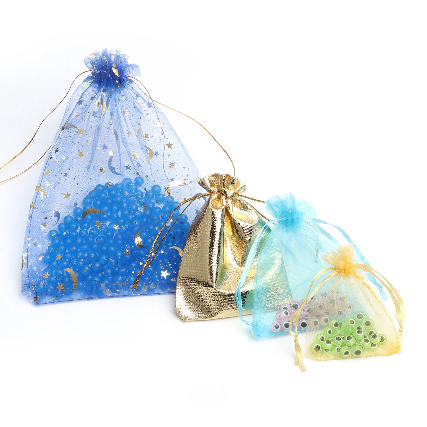 50pcs 7x9 9x12 10x15 Organza Bags Jewelry Packaging Bags Gift Engagement Wedding Party Decoration Drawstring Packaging Pouches