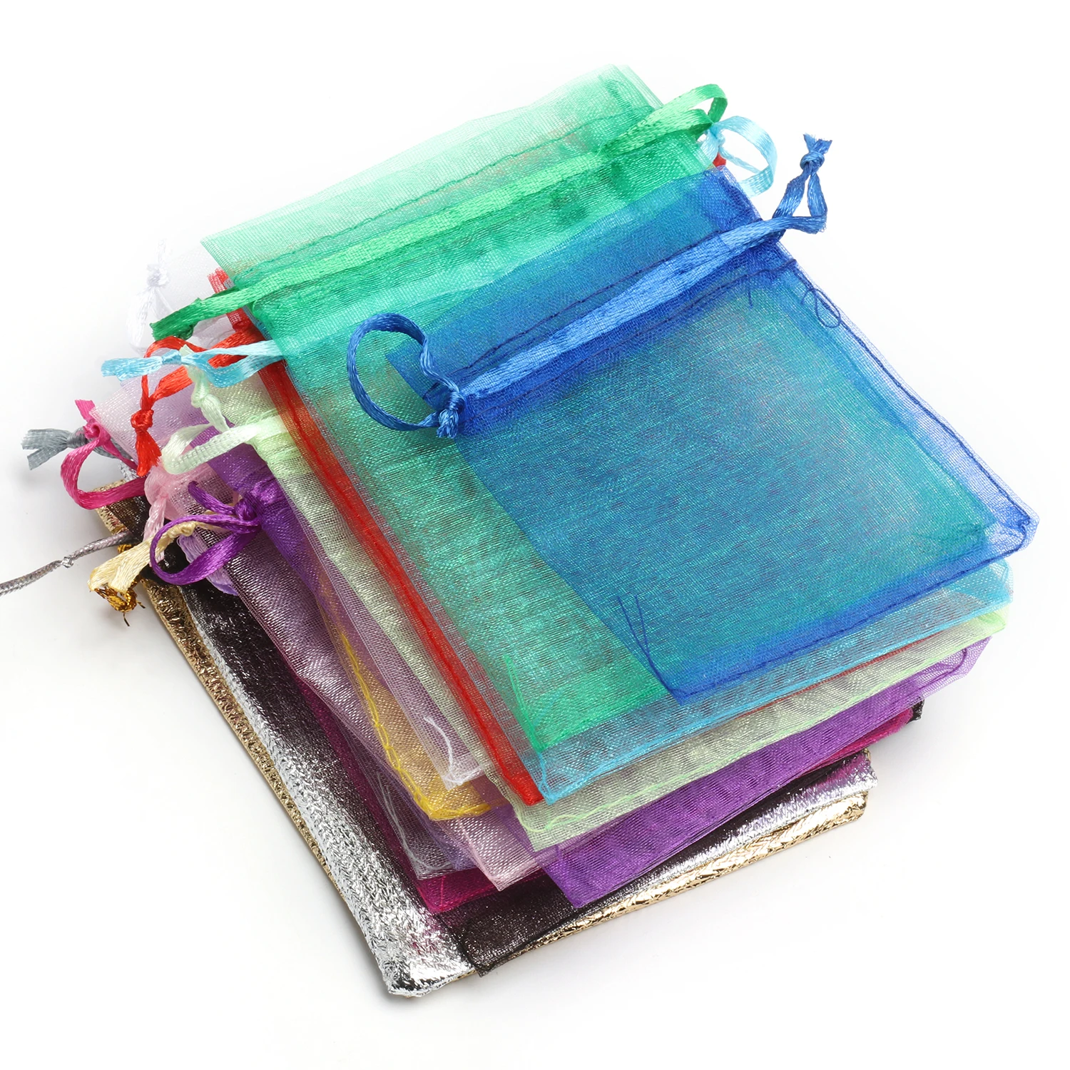 50pcs 7x9 9x12 10x15 Organza Bags Jewelry Packaging Bags Gift Engagement Wedding Party Decoration Drawstring Packaging Pouches