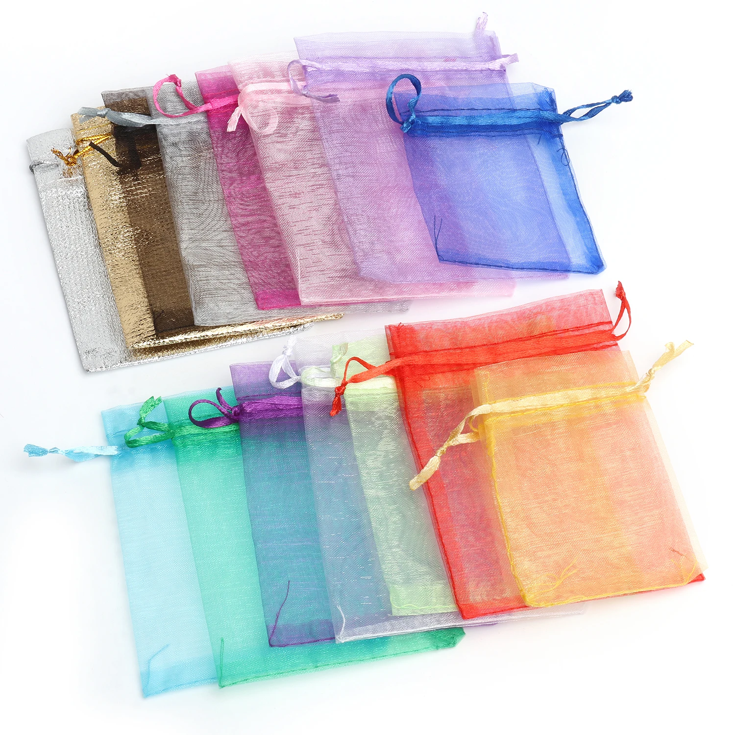 50pcs 7x9 9x12 10x15 Organza Bags Jewelry Packaging Bags Gift Engagement Wedding Party Decoration Drawstring Packaging Pouches
