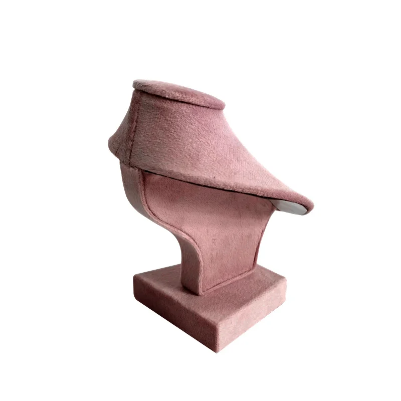 Mini Pink Velvet Jewelry Display Stand 12cm Necklace Pendant Stand Portrait Neck Model Standing Mannequin for Jewelry Showroom