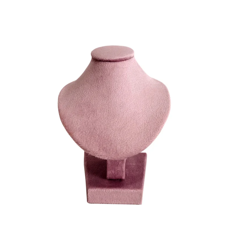 Mini Pink Velvet Jewelry Display Stand 12cm Necklace Pendant Stand Portrait Neck Model Standing Mannequin for Jewelry Showroom