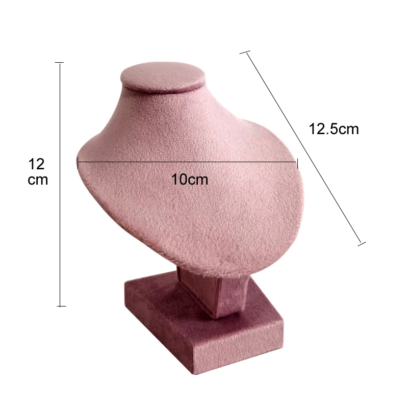 Mini Pink Velvet Jewelry Display Stand 12cm Necklace Pendant Stand Portrait Neck Model Standing Mannequin for Jewelry Showroom
