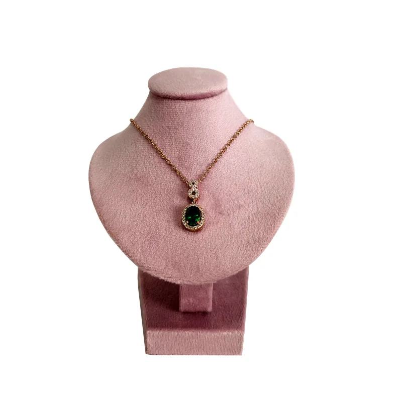 Mini Pink Velvet Jewelry Display Stand 12cm Necklace Pendant Stand Portrait Neck Model Standing Mannequin for Jewelry Showroom