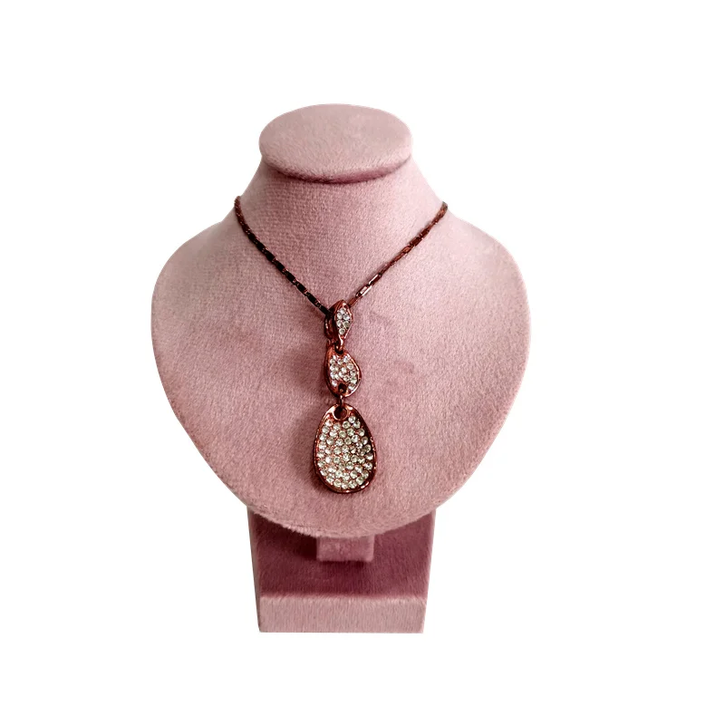 Mini Pink Velvet Jewelry Display Stand 12cm Necklace Pendant Stand Portrait Neck Model Standing Mannequin for Jewelry Showroom