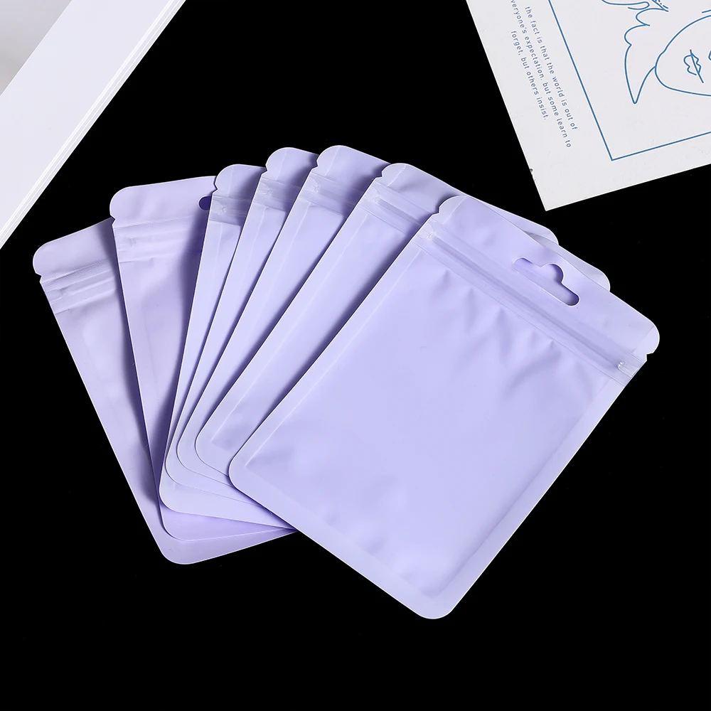 50pcs/lot Reusable Plastic Zip Lock Bags Transparent Purple color Sealing Bag for DIY Jewelry Retail Display Wrap Packaging Bag