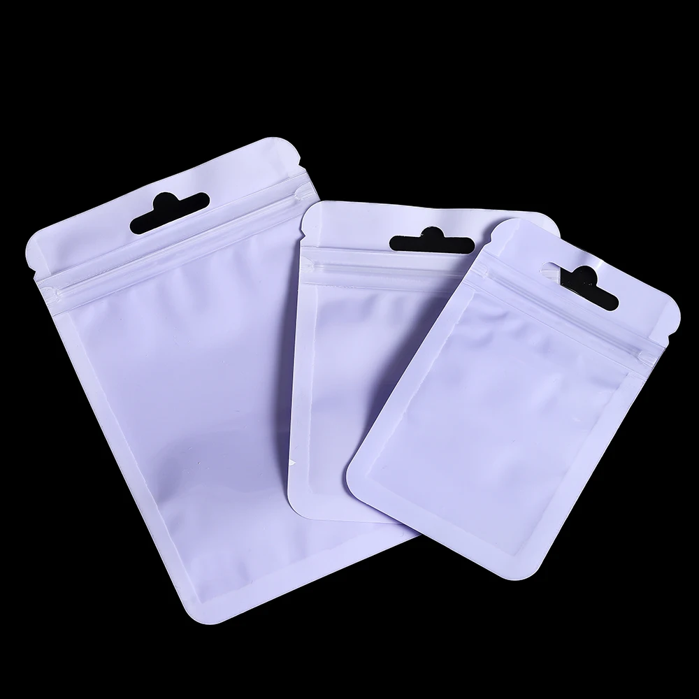 50pcs/lot Reusable Plastic Zip Lock Bags Transparent Purple color Sealing Bag for DIY Jewelry Retail Display Wrap Packaging Bag