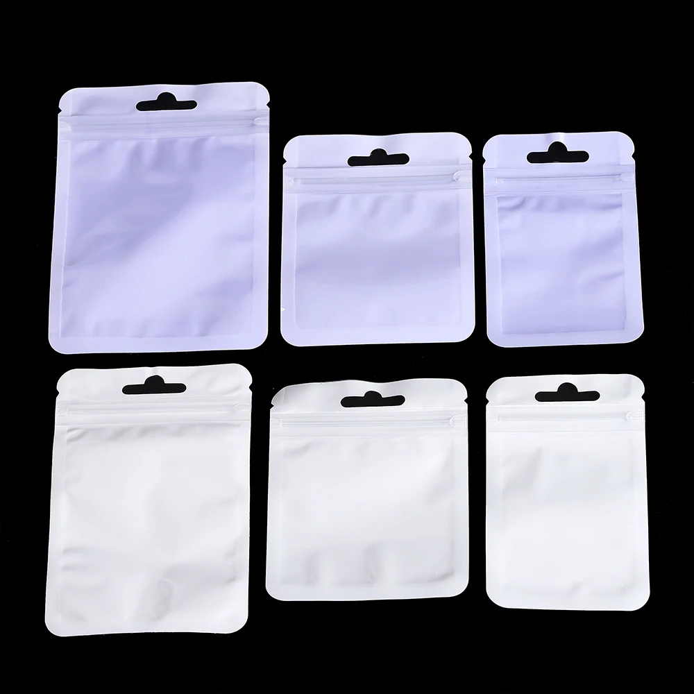 50pcs/lot Reusable Plastic Zip Lock Bags Transparent Purple color Sealing Bag for DIY Jewelry Retail Display Wrap Packaging Bag