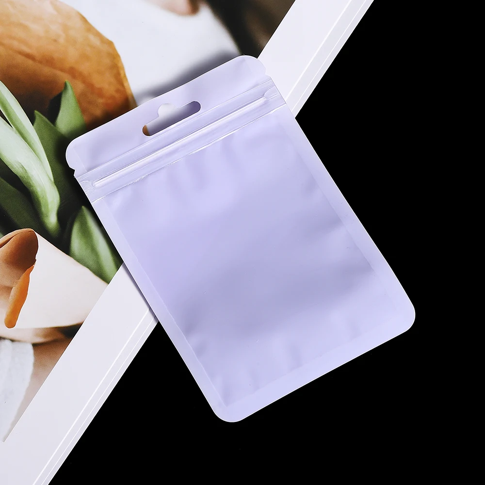 50pcs/lot Reusable Plastic Zip Lock Bags Transparent Purple color Sealing Bag for DIY Jewelry Retail Display Wrap Packaging Bag
