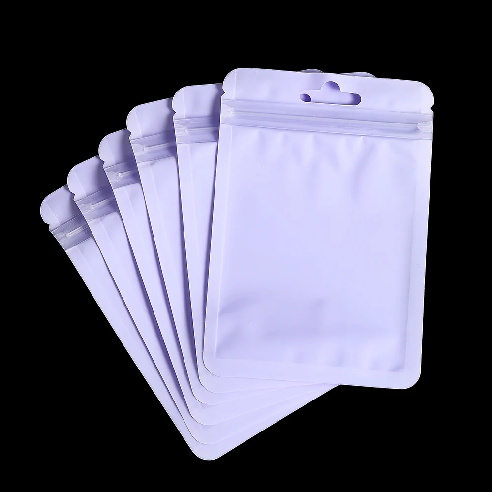 50pcs/lot Reusable Plastic Zip Lock Bags Transparent Purple color Sealing Bag for DIY Jewelry Retail Display Wrap Packaging Bag