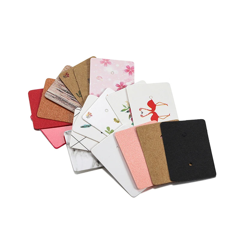 50/100Pcs/ lot Cardboard Earring Display Cards Blank Kraft Paper Jewelry Hanging Tags for Earring Ear Studs Selling Packaging