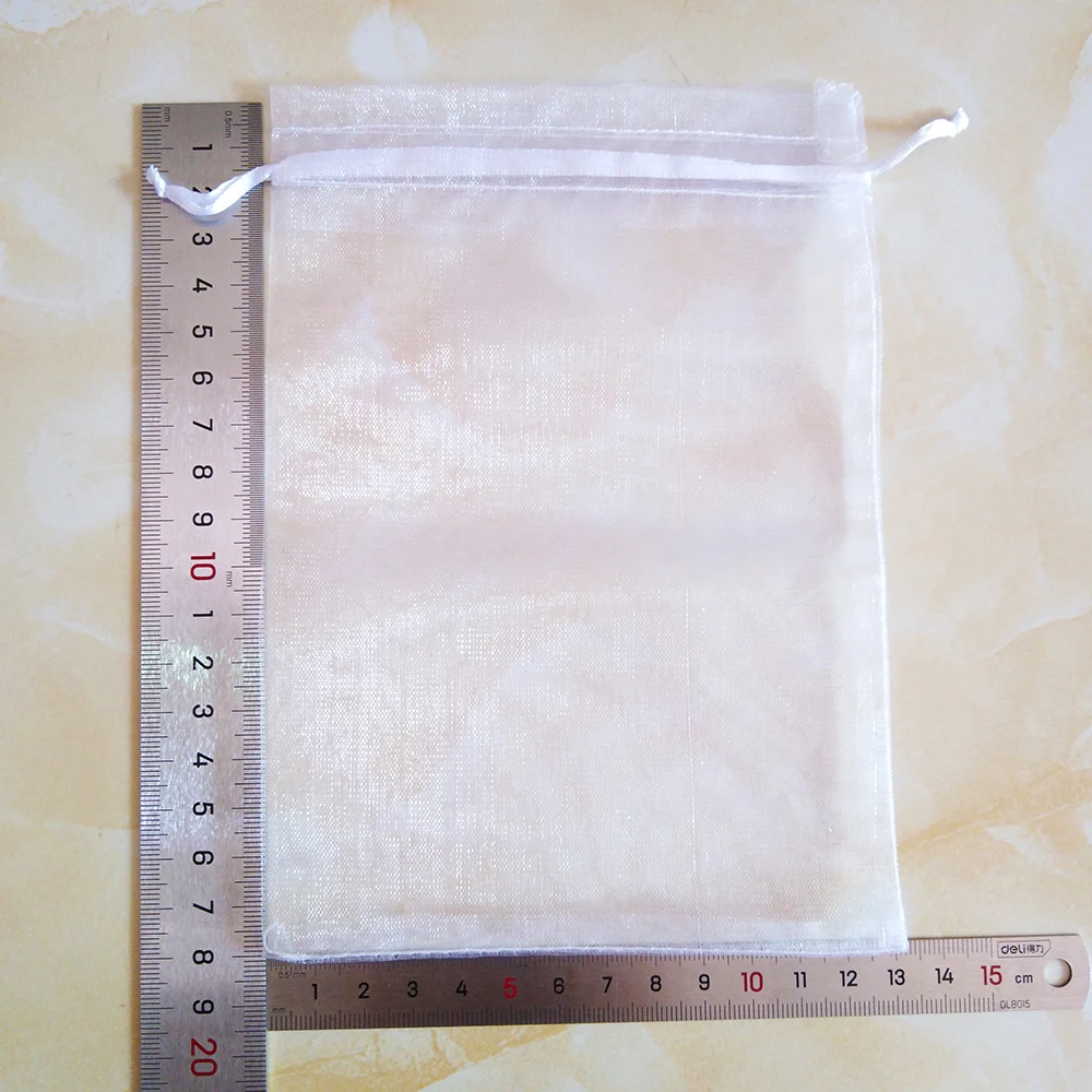 100pcs/Lot Wedding Party White Organza Gift Bags Bag 7x9 9x12 10x15 13x18 15x20 17x23 20x30 30x40cm Jewelry Packaging Bags Pouch