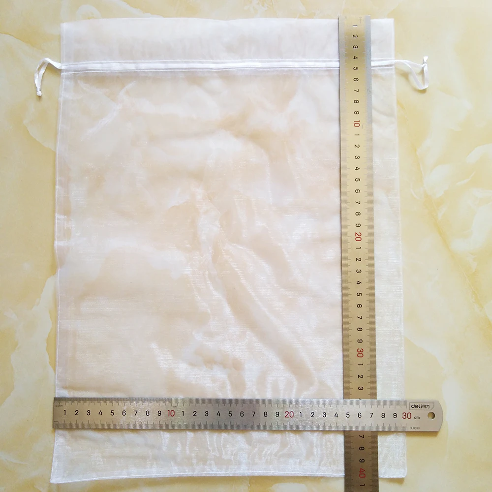 100pcs/Lot Wedding Party White Organza Gift Bags Bag 7x9 9x12 10x15 13x18 15x20 17x23 20x30 30x40cm Jewelry Packaging Bags Pouch