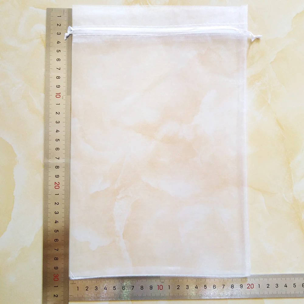 100pcs/Lot Wedding Party White Organza Gift Bags Bag 7x9 9x12 10x15 13x18 15x20 17x23 20x30 30x40cm Jewelry Packaging Bags Pouch