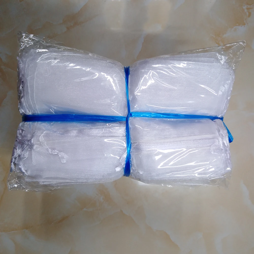 100pcs/Lot Wedding Party White Organza Gift Bags Bag 7x9 9x12 10x15 13x18 15x20 17x23 20x30 30x40cm Jewelry Packaging Bags Pouch