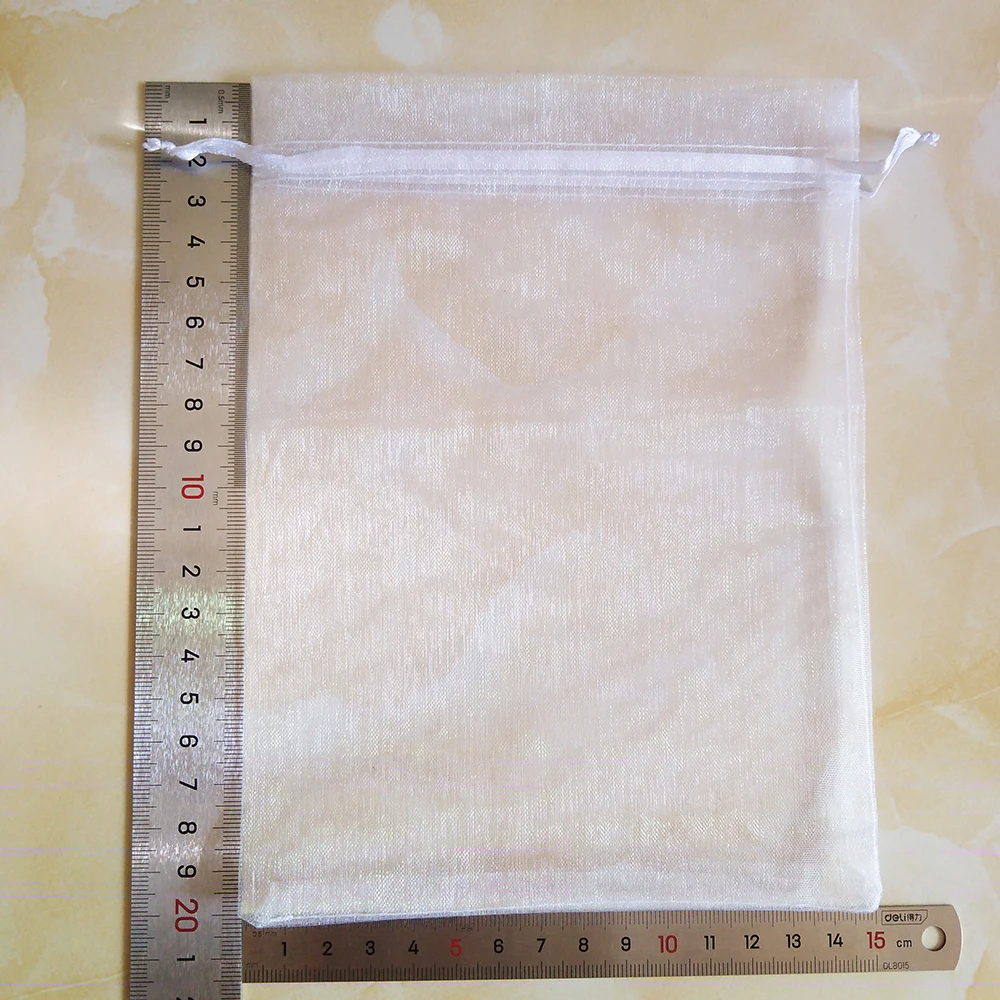 100pcs/Lot Wedding Party White Organza Gift Bags Bag 7x9 9x12 10x15 13x18 15x20 17x23 20x30 30x40cm Jewelry Packaging Bags Pouch