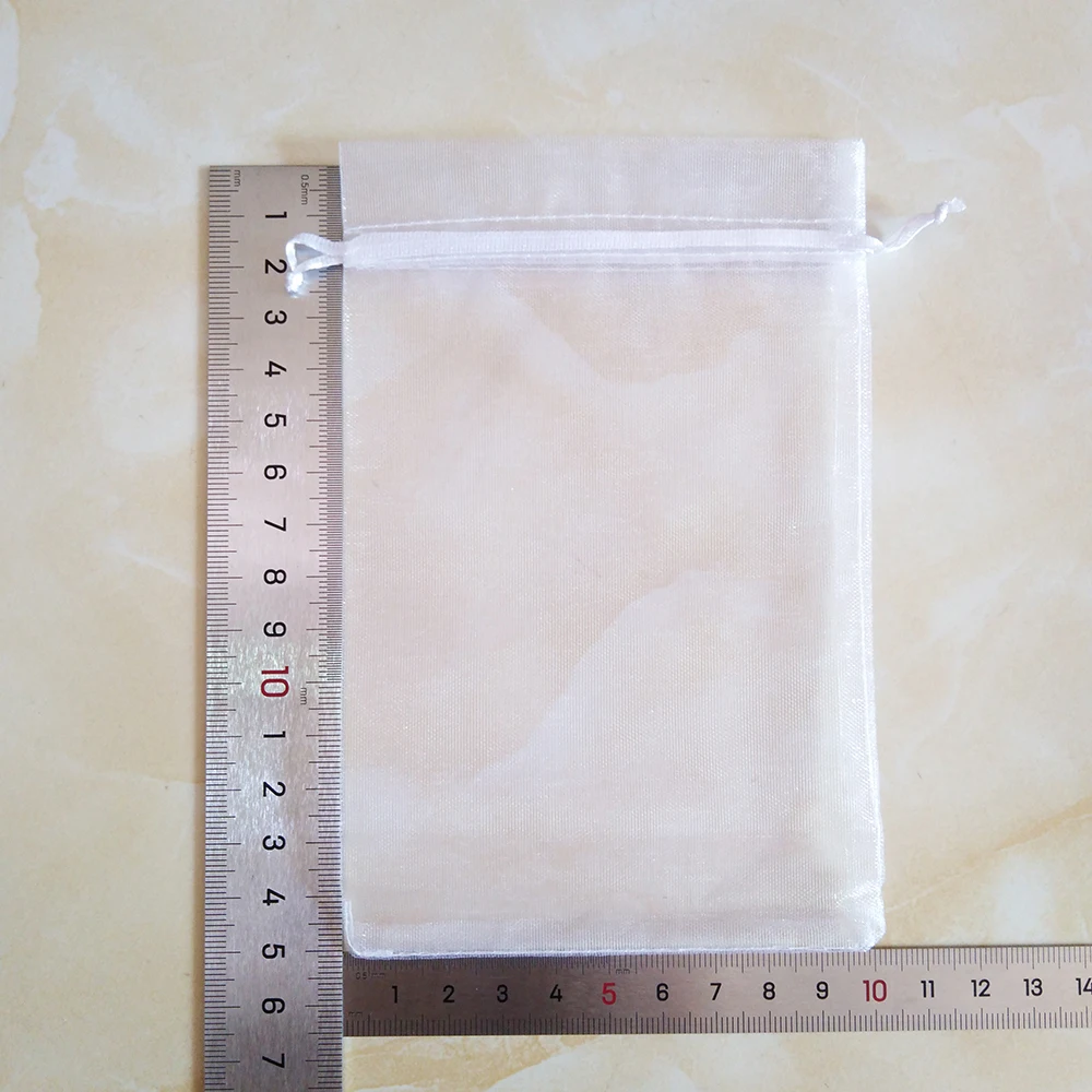 100pcs/Lot Wedding Party White Organza Gift Bags Bag 7x9 9x12 10x15 13x18 15x20 17x23 20x30 30x40cm Jewelry Packaging Bags Pouch
