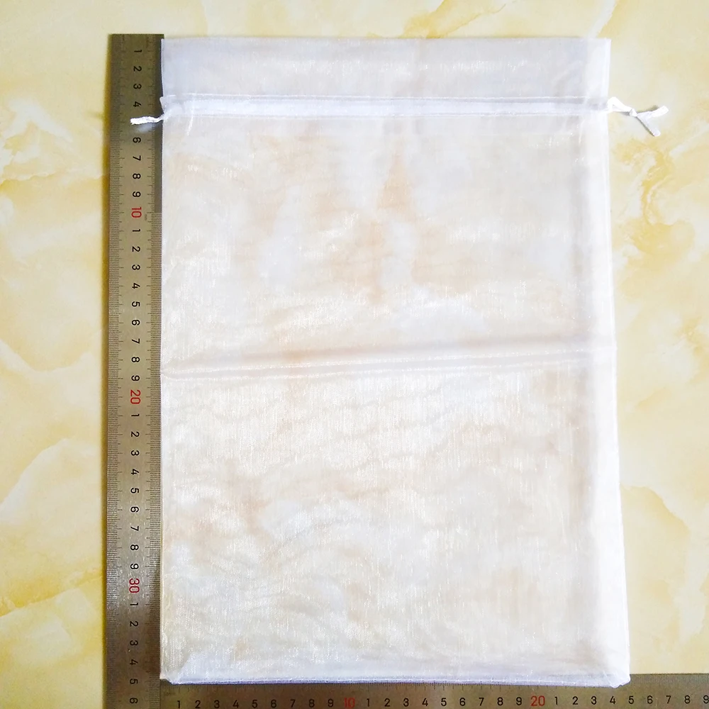 100pcs/Lot Wedding Party White Organza Gift Bags Bag 7x9 9x12 10x15 13x18 15x20 17x23 20x30 30x40cm Jewelry Packaging Bags Pouch