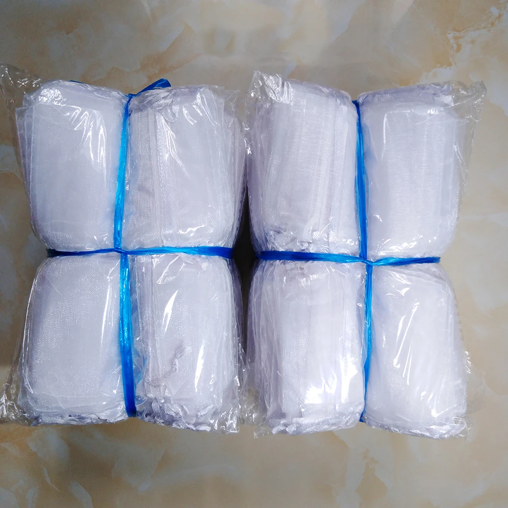 100pcs/Lot Wedding Party White Organza Gift Bags Bag 7x9 9x12 10x15 13x18 15x20 17x23 20x30 30x40cm Jewelry Packaging Bags Pouch