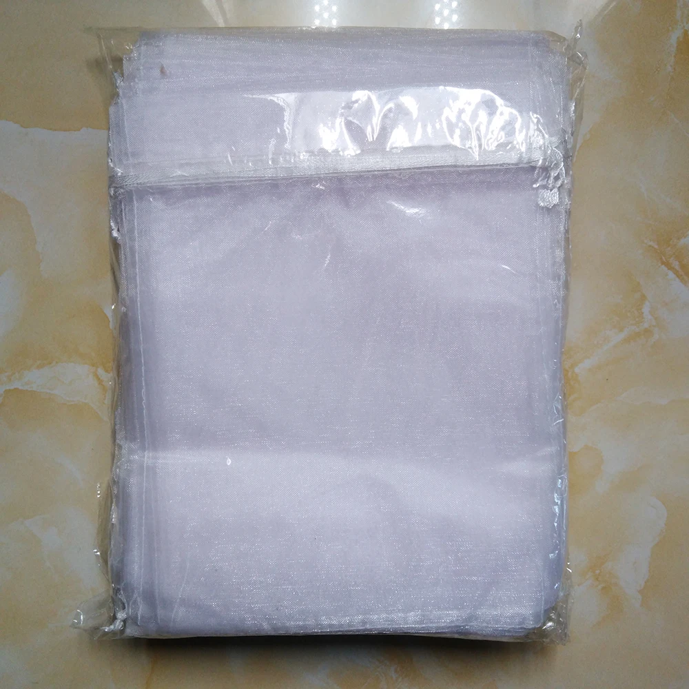 100pcs/Lot Wedding Party White Organza Gift Bags Bag 7x9 9x12 10x15 13x18 15x20 17x23 20x30 30x40cm Jewelry Packaging Bags Pouch