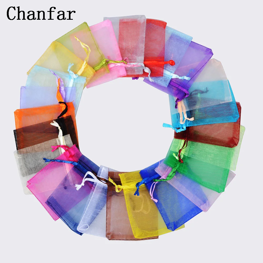 50pcs 24 Colors Jewelry Bag 5*7 7*9 9*12 10*15cm Wedding Gift Organza bag Jewelry Packaging Display & Jewelry Pouches