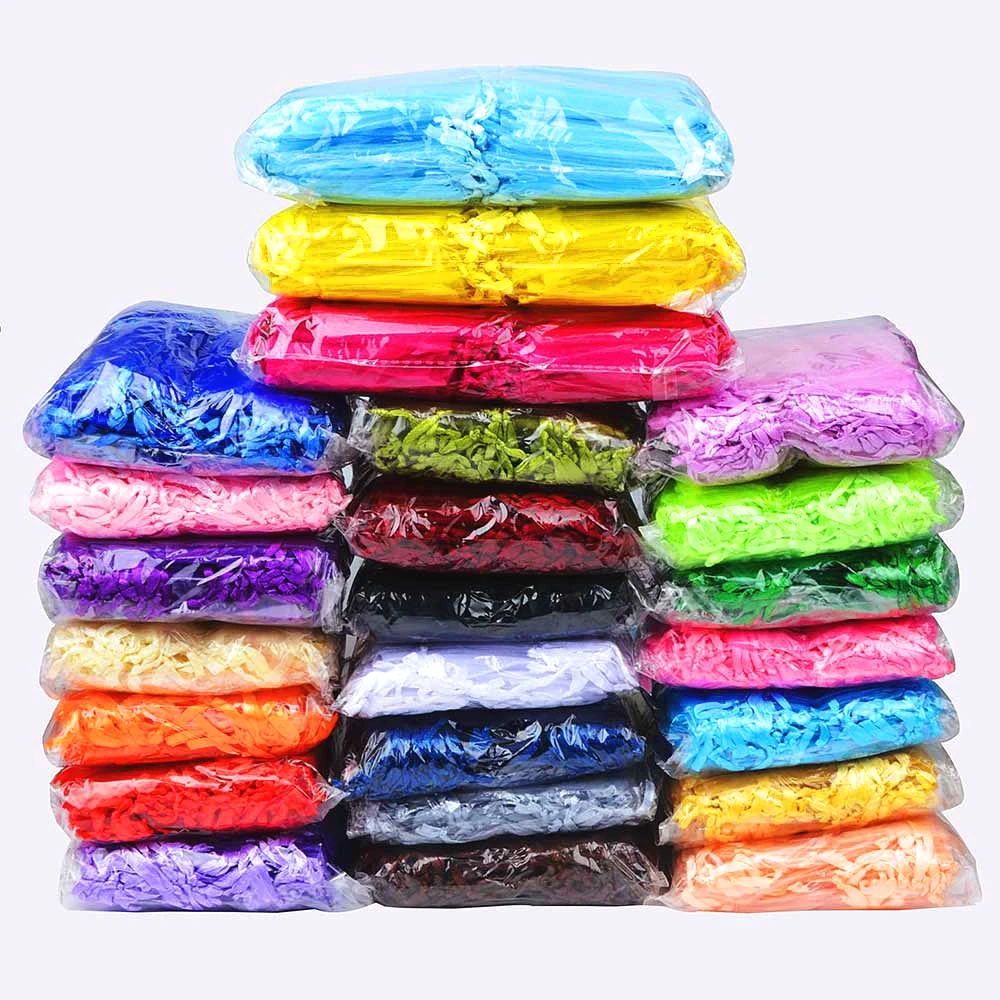 50pcs 24 Colors Jewelry Bag 5*7 7*9 9*12 10*15cm Wedding Gift Organza bag Jewelry Packaging Display & Jewelry Pouches