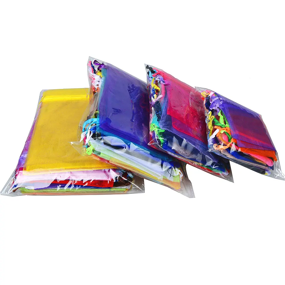 50pcs 24 Colors Jewelry Bag 5*7 7*9 9*12 10*15cm Wedding Gift Organza bag Jewelry Packaging Display & Jewelry Pouches