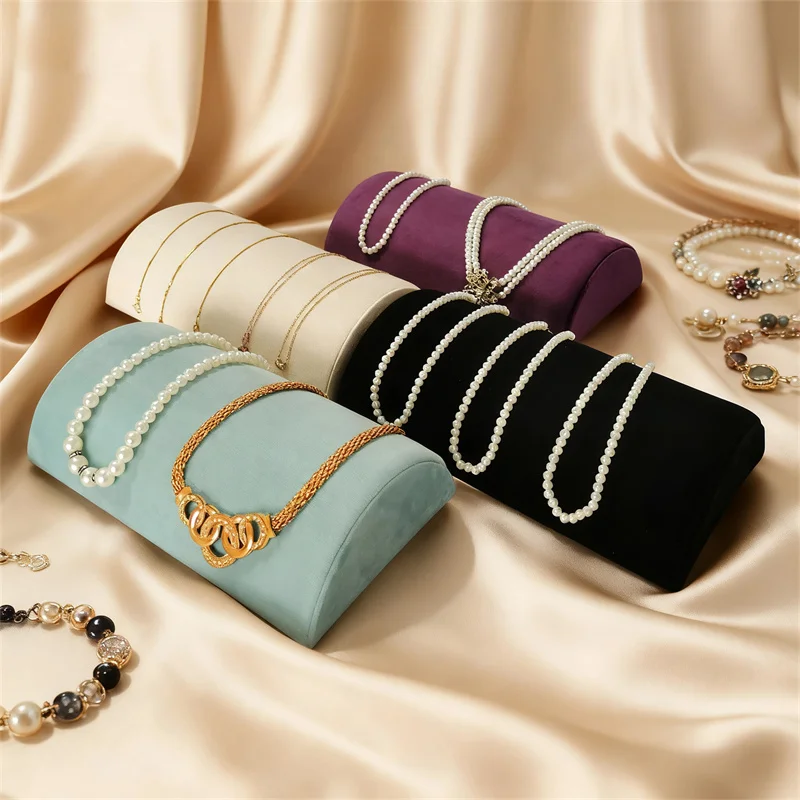 Velvet Jewelry Organizer Display Stand Window Counter Semicircle Shape Bracelet Storage Plate Necklace Pendant Quality Organizer
