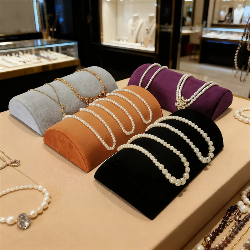 Velvet Jewelry Organizer Display Stand Window Counter Semicircle Shape Bracelet Storage Plate Necklace Pendant Quality Organizer