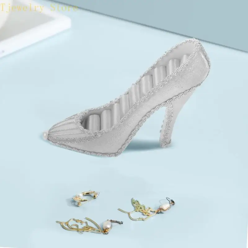 Elegant High Heel Jewelry Organizers Display Stand Fabric Texture for Earrings Necklaces Rings and Accessories
