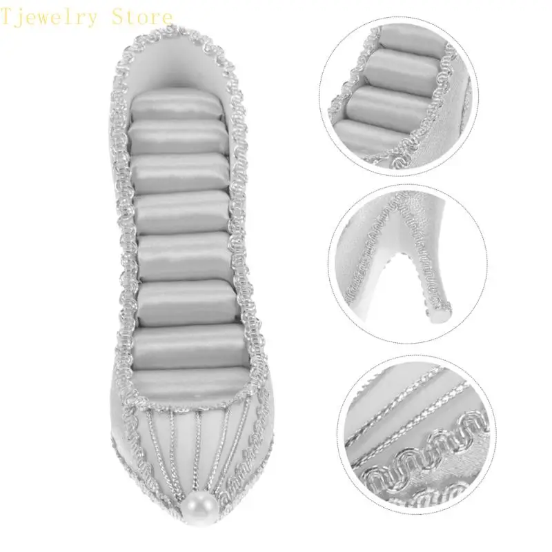 Elegant High Heel Jewelry Organizers Display Stand Fabric Texture for Earrings Necklaces Rings and Accessories