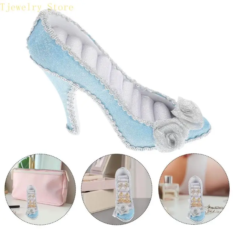 Elegant High Heel Jewelry Organizers Display Stand Fabric Texture for Earrings Necklaces Rings and Accessories