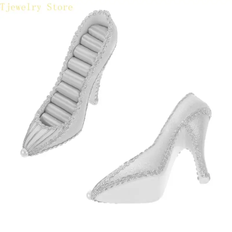 Elegant High Heel Jewelry Organizers Display Stand Fabric Texture for Earrings Necklaces Rings and Accessories