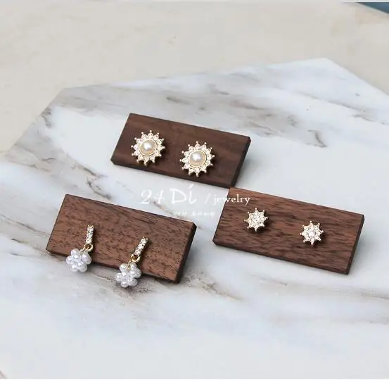 Wooden Earrings Jewelry Organizer Display Holder Stand Jewelry Holder Earrings Necklace Rack Display