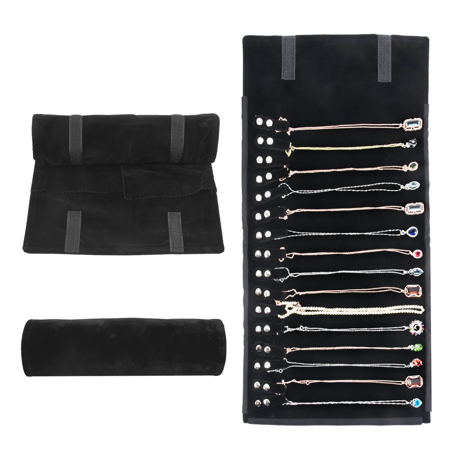 Travel Jewelry Necklace Display Holder Storage Bag Portable Chain Jewelry Roll Up Carrying Bag Case for Bracelet Gift Organizer