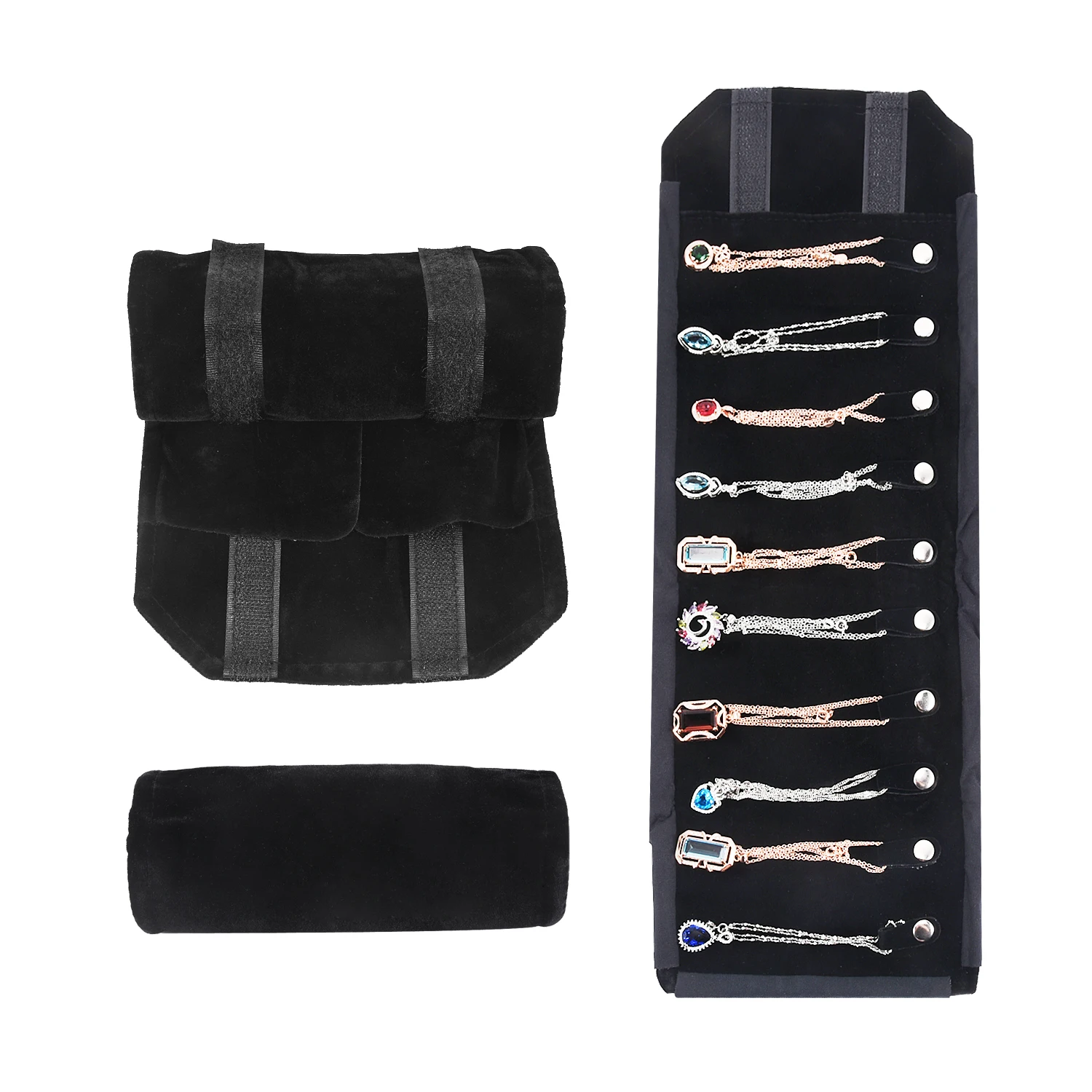 Travel Jewelry Necklace Display Holder Storage Bag Portable Chain Jewelry Roll Up Carrying Bag Case for Bracelet Gift Organizer
