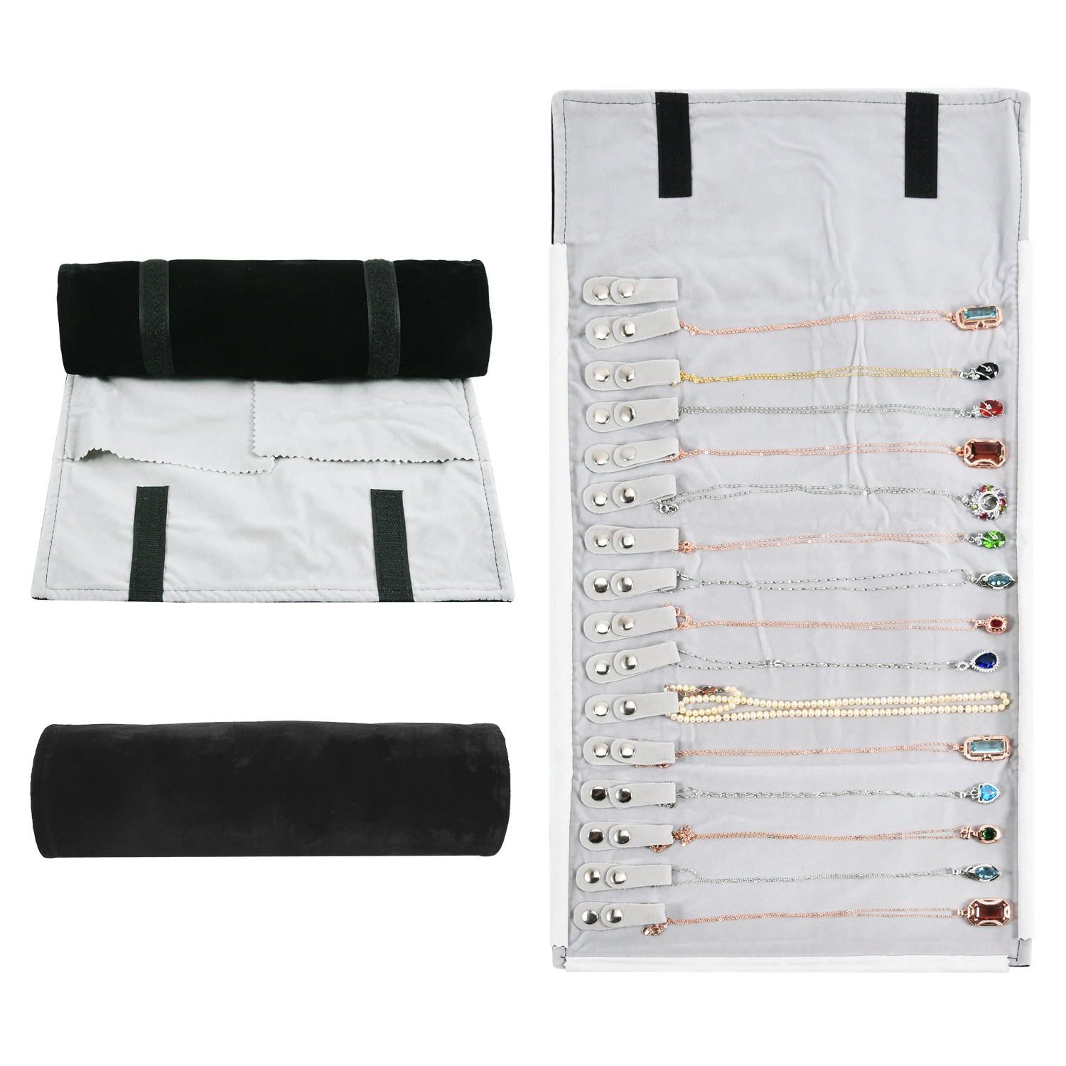 Travel Jewelry Necklace Display Holder Storage Bag Portable Chain Jewelry Roll Up Carrying Bag Case for Bracelet Gift Organizer
