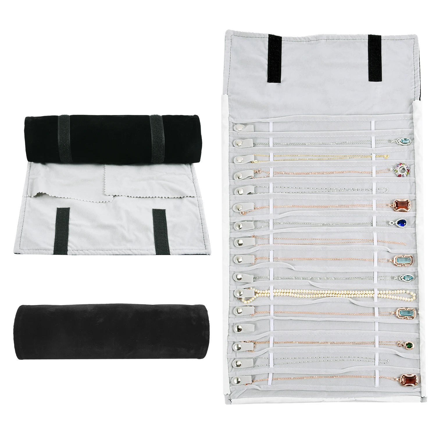 Travel Jewelry Necklace Display Holder Storage Bag Portable Chain Jewelry Roll Up Carrying Bag Case for Bracelet Gift Organizer