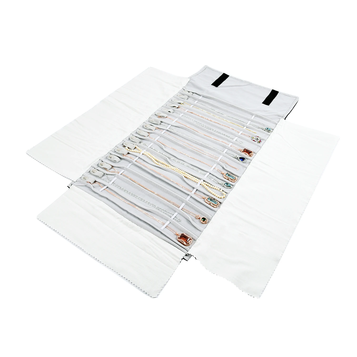 Travel Jewelry Necklace Display Holder Storage Bag Portable Chain Jewelry Roll Up Carrying Bag Case for Bracelet Gift Organizer