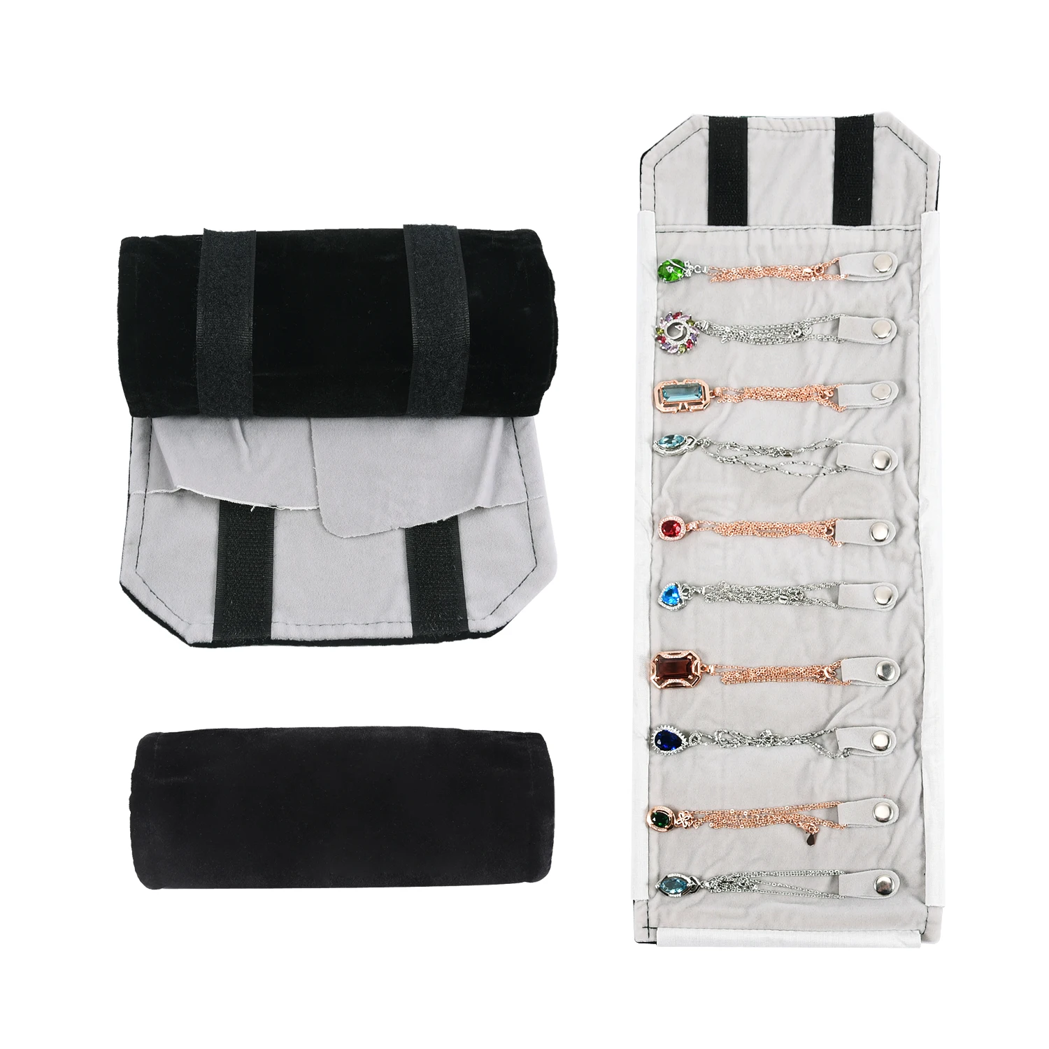 Travel Jewelry Necklace Display Holder Storage Bag Portable Chain Jewelry Roll Up Carrying Bag Case for Bracelet Gift Organizer