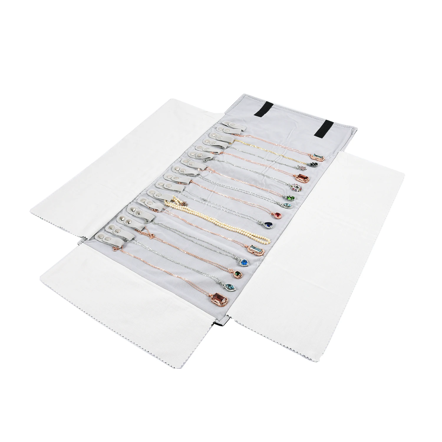 Travel Jewelry Necklace Display Holder Storage Bag Portable Chain Jewelry Roll Up Carrying Bag Case for Bracelet Gift Organizer