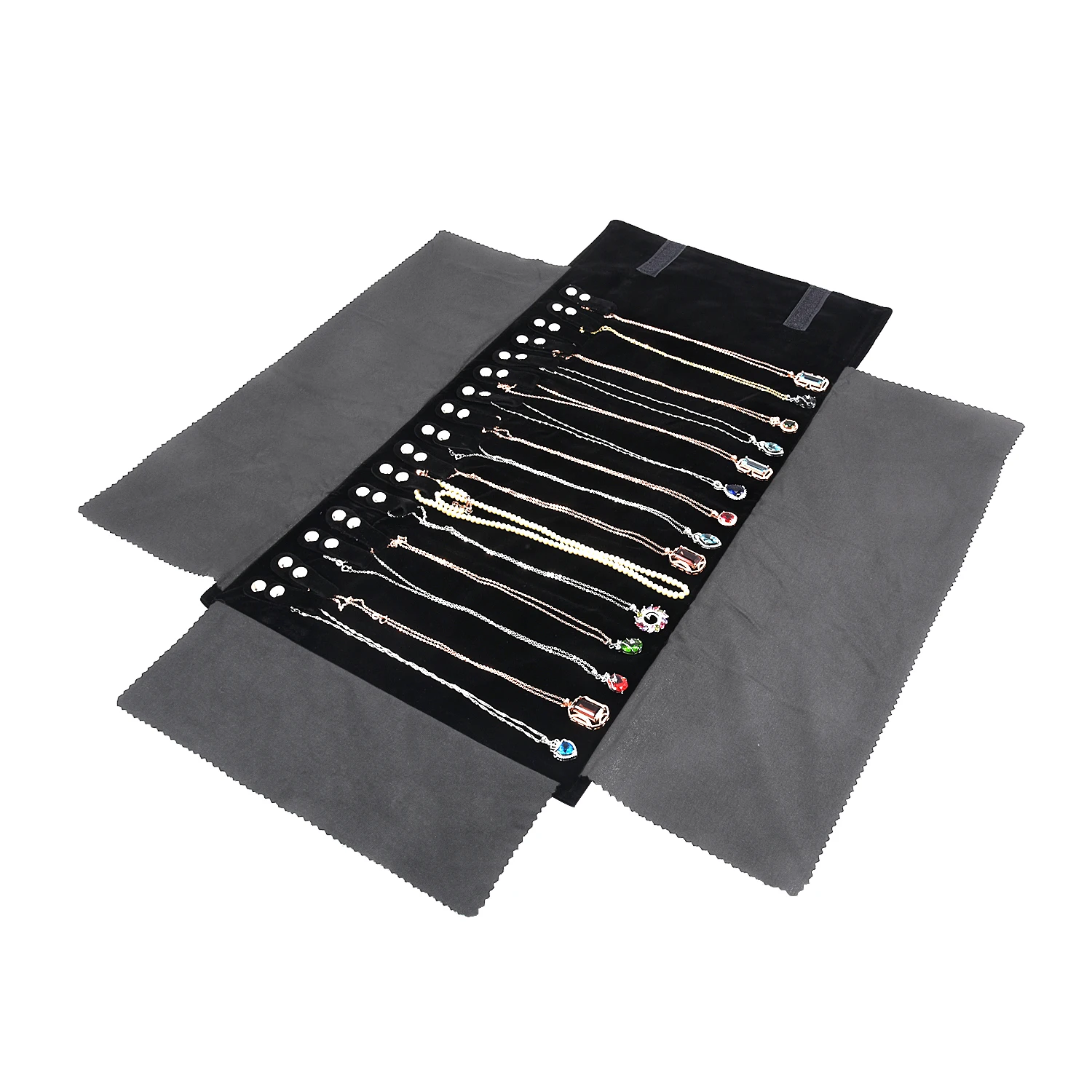 Travel Jewelry Necklace Display Holder Storage Bag Portable Chain Jewelry Roll Up Carrying Bag Case for Bracelet Gift Organizer