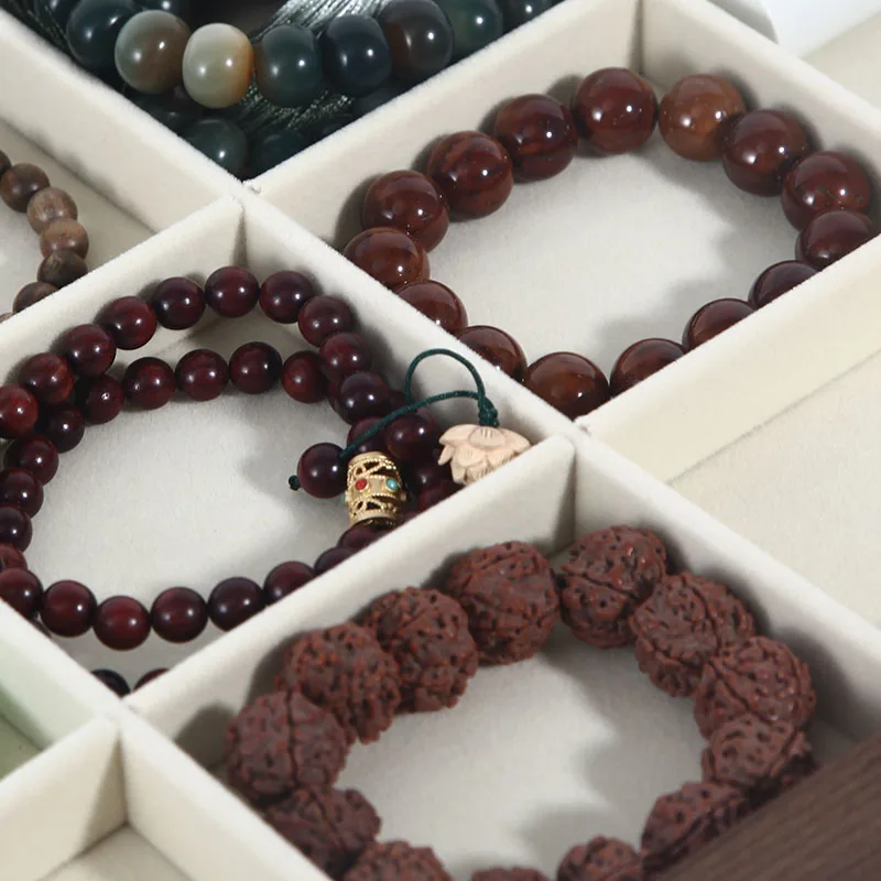 Walnut Jewelry Display Tray Retro Jewelry Props Ring Necklace Earring Organizer Tray for Home Garden Decoration