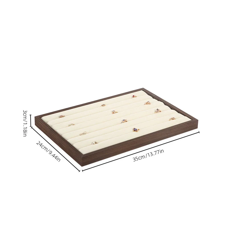 Walnut Jewelry Display Tray Retro Jewelry Props Ring Necklace Earring Organizer Tray for Home Garden Decoration
