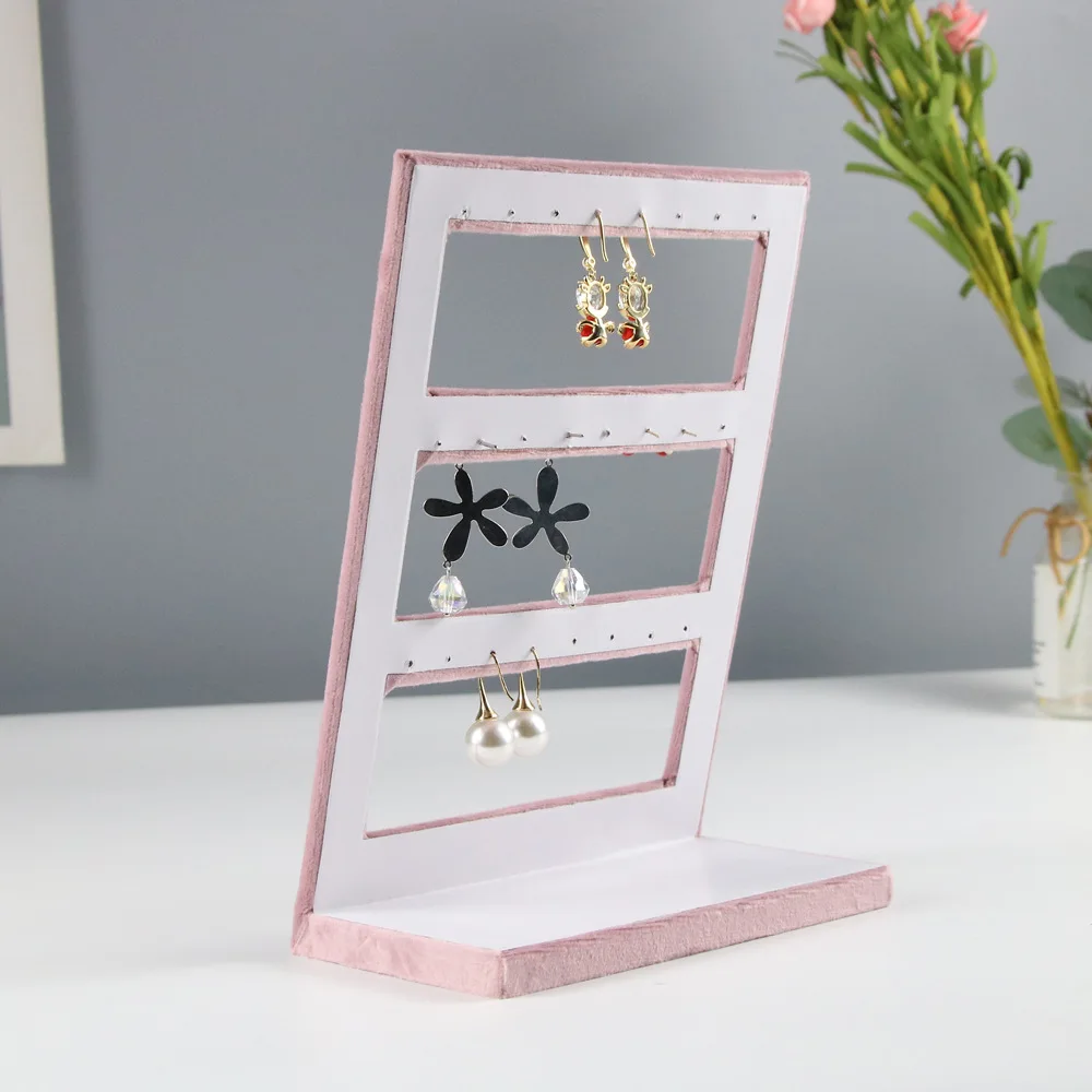 Jewelry Rack Display All Pink Velvet Cloth Window Necklace Ring Jewelry Display Props High-End Display Props Free Combination