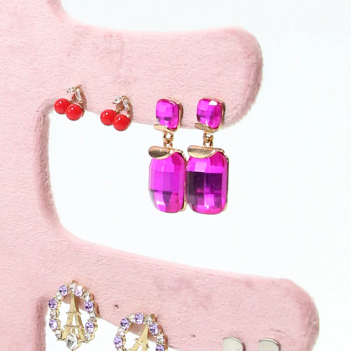 Jewelry Rack Display All Pink Velvet Cloth Window Necklace Ring Jewelry Display Props High-End Display Props Free Combination
