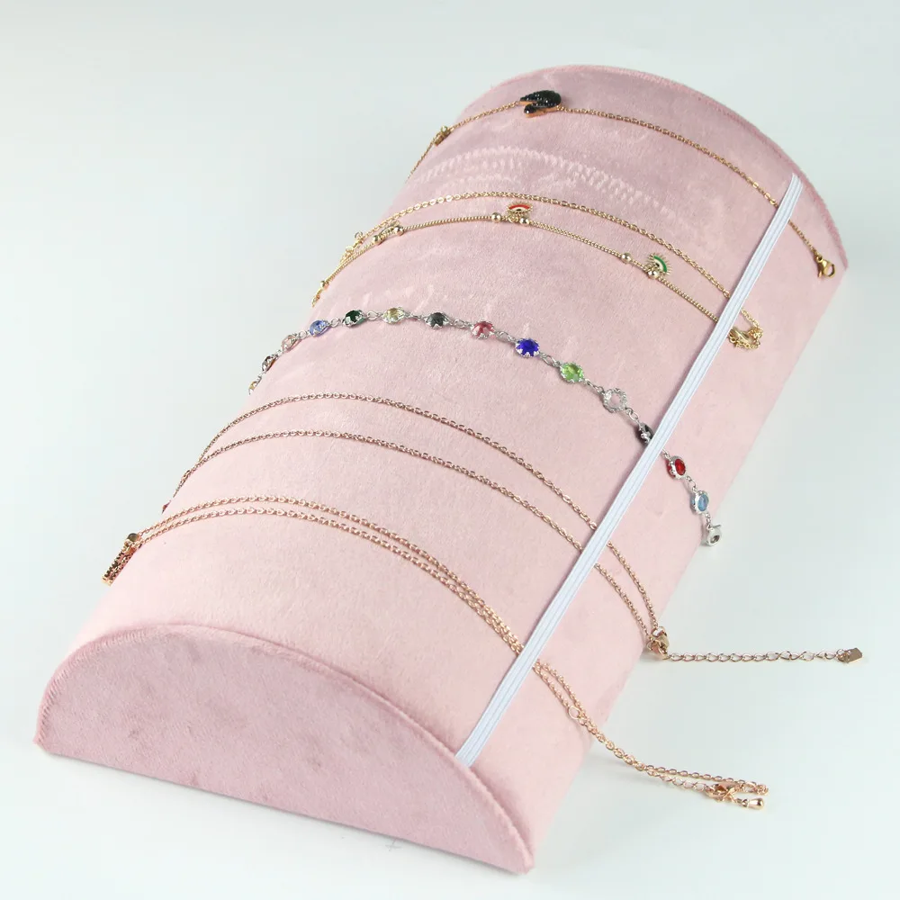 Jewelry Rack Display All Pink Velvet Cloth Window Necklace Ring Jewelry Display Props High-End Display Props Free Combination