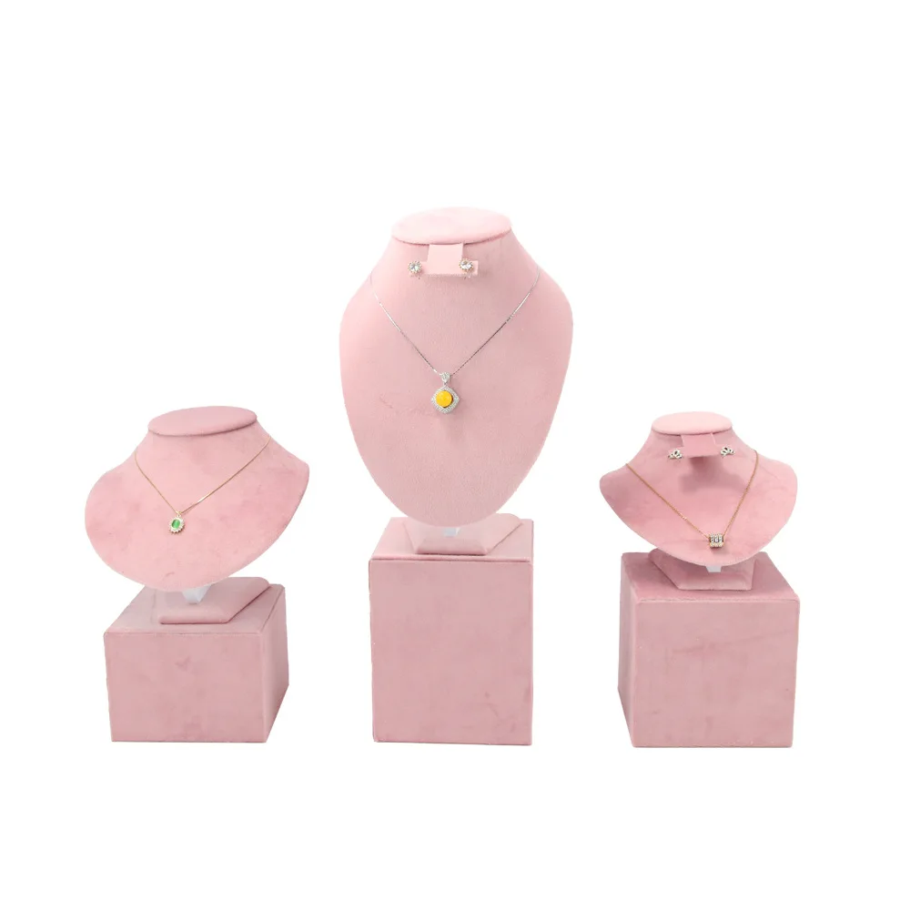 Jewelry Rack Display All Pink Velvet Cloth Window Necklace Ring Jewelry Display Props High-End Display Props Free Combination